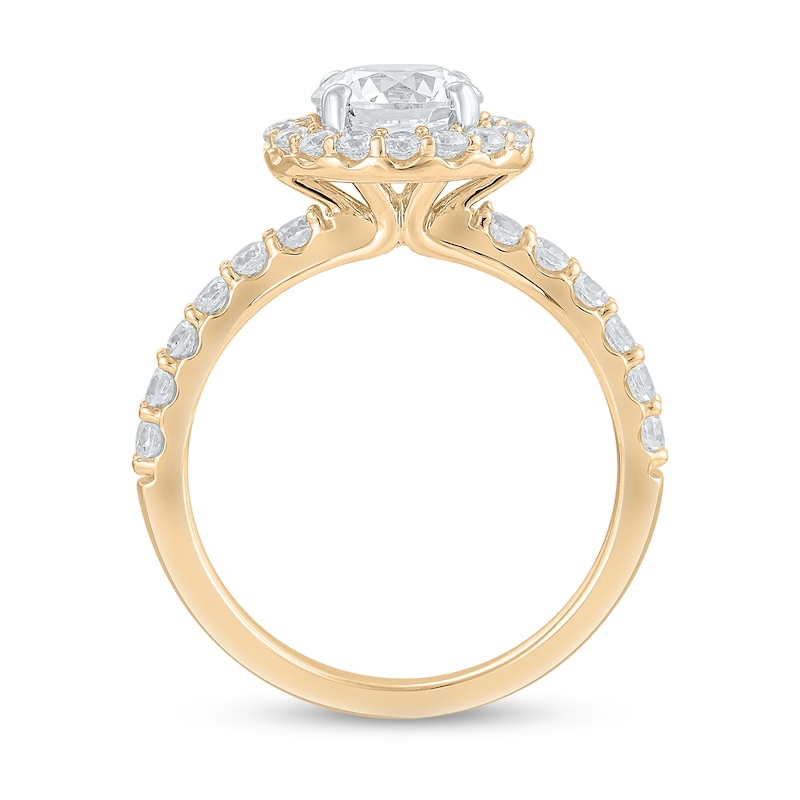 Main Image 3 of Certified Lab-Grown Diamond Center Stone 2-1/4 CT. T.W. Frame Engagement Ring in 14K Gold (F/VS2)