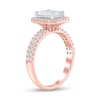 Thumbnail Image 2 of Certified Emerald-Cut Lab-Grown Diamond Center Stone 2 CT. T.W. Double Row Engagement Ring in 14K Rose Gold (F/VS2)