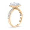 Thumbnail Image 2 of Certified Emerald-Cut Lab-Grown Diamond Center Stone 2 CT. T.W. Double Row Engagement Ring in 14K Gold (F/VS2)