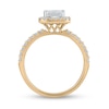 Thumbnail Image 3 of Certified Emerald-Cut Lab-Grown Diamond Center Stone 2 CT. T.W. Double Row Engagement Ring in 14K Gold (F/VS2)