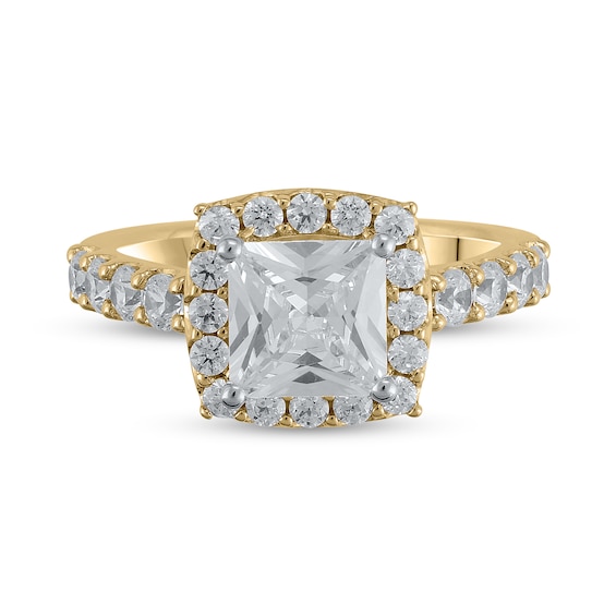 Certified Princess-Cut Lab-Grown Diamond Center Stone 2-1/2 CT. T.w. Frame Engagement Ring in 14K Gold (F/Vs2)