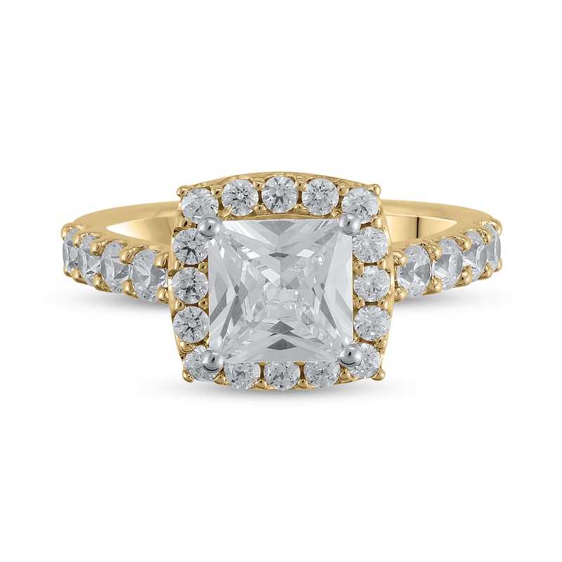Main Image 1 of Certified Princess-Cut Lab-Grown Diamond Center Stone 2-1/2 CT. T.W. Frame Engagement Ring in 14K Gold (F/VS2)