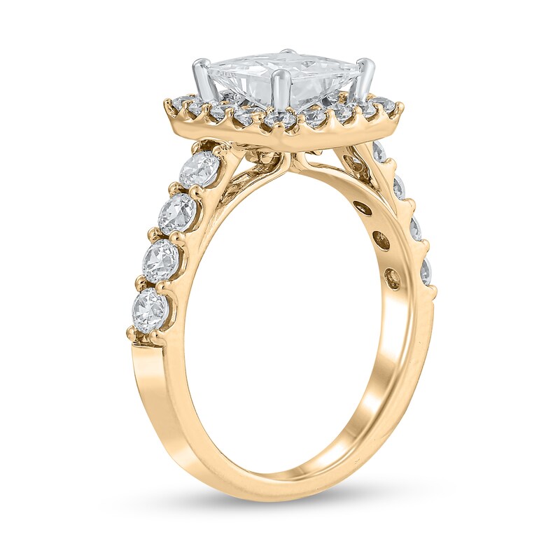 Main Image 2 of Certified Princess-Cut Lab-Grown Diamond Center Stone 2-1/2 CT. T.W. Frame Engagement Ring in 14K Gold (F/VS2)