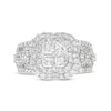 Thumbnail Image 4 of 2-1/2 CT. T.W. Quad Princess-Cut Diamond Double Quatrefoil Frame Engagement Ring in 14K White Gold