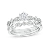 Thumbnail Image 1 of 1 CT. T.W. Diamond Marquise-Shaped Alternating Shank Vintage-Style Bridal Set in 14K White Gold