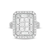 Thumbnail Image 3 of 2-1/2 CT. T.W. Emerald-Shaped Multi-Diamond Frame Engagement Ring in 14K White Gold