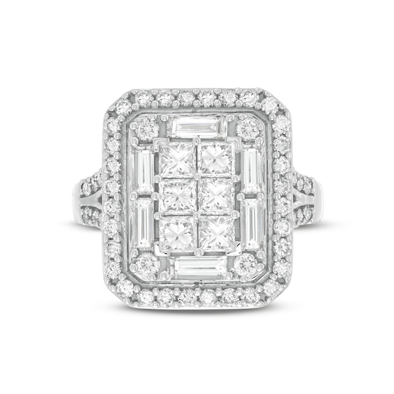 2-1/2 CT. T.w. Emerald-Shaped Multi-Diamond Frame Engagement Ring in 14K White Gold