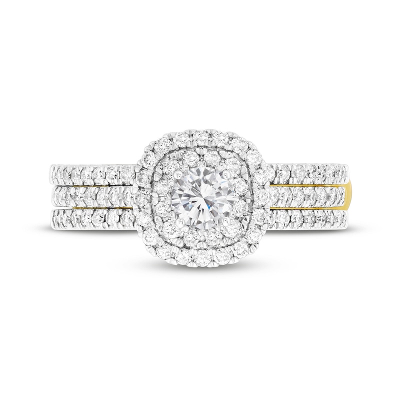 Main Image 4 of 1 CT. T.W. Diamond Double Frame Multi-Row Bridal Set in 10K Gold