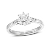 Thumbnail Image 1 of 1/2 CT. T.W. Diamond Sunburst Channel-Set Shank Engagement Ring in 10K White Gold (J/I3)
