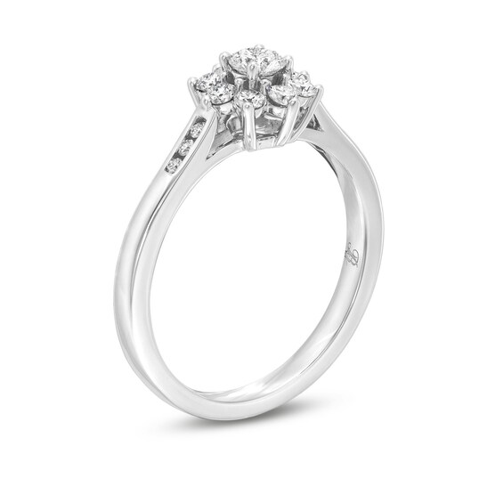1/2 CT. T.w. Diamond Sunburst Channel-Set Shank Engagement Ring in 10K White Gold (J/I3)