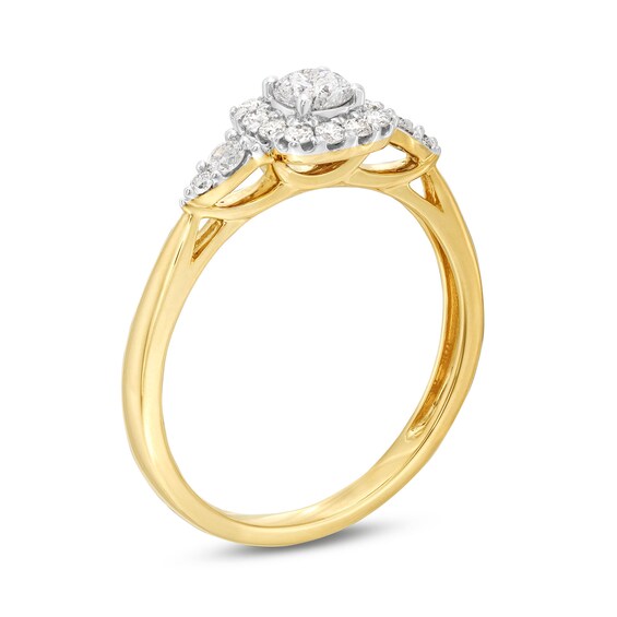 1/2 CT. T.w. Diamond Sunburst Channel-Set Shank Engagement Ring in 10K Gold (J/I3)