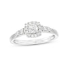 Thumbnail Image 1 of 1/2 CT. T.W. Diamond Cushion-Shaped Frame Leaf-Sides Engagement Ring in 10K White Gold (J/I3)
