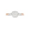 Thumbnail Image 3 of 1/2 CT. T.W. Diamond Cushion-Shaped Frame Leaf-Sides Engagement Ring in 10K Rose Gold (J/I3)