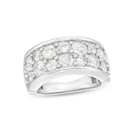 3-1/4 CT. T.W. Diamond Alternating Double-Row Anniversary Band in 10K White Gold