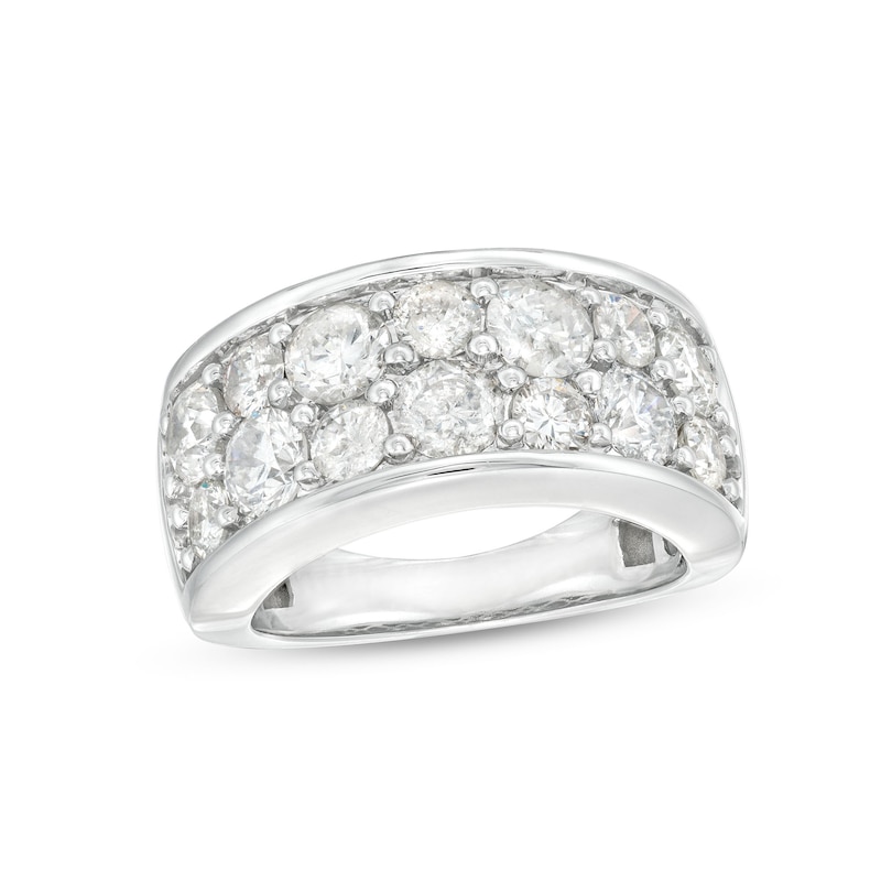 Main Image 1 of 3-1/4 CT. T.W. Diamond Alternating Double-Row Anniversary Band in 10K White Gold