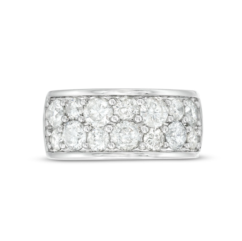 Main Image 3 of 3-1/4 CT. T.W. Diamond Alternating Double-Row Anniversary Band in 10K White Gold