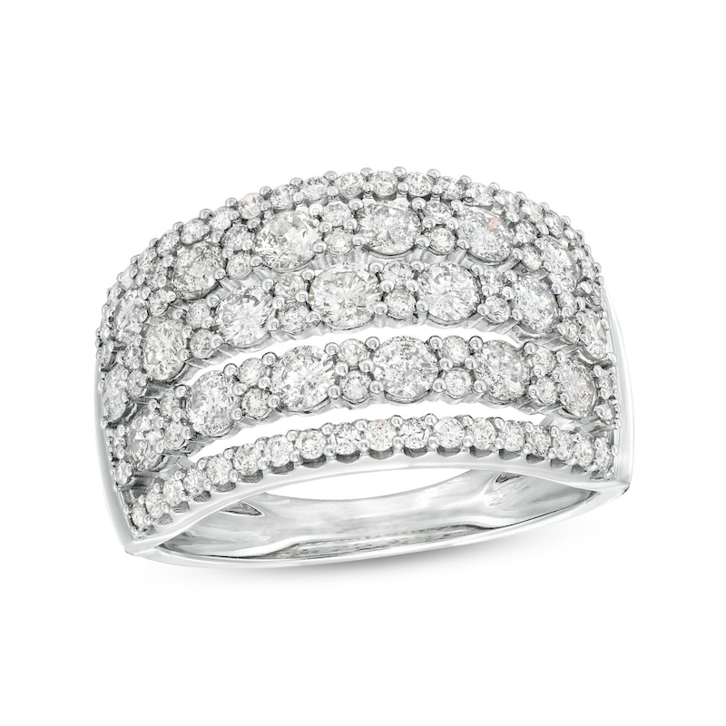 Main Image 1 of 1-3/4 CT. T.W. Diamond Multi-Row Split Shank Anniversary Band in 10K White Gold