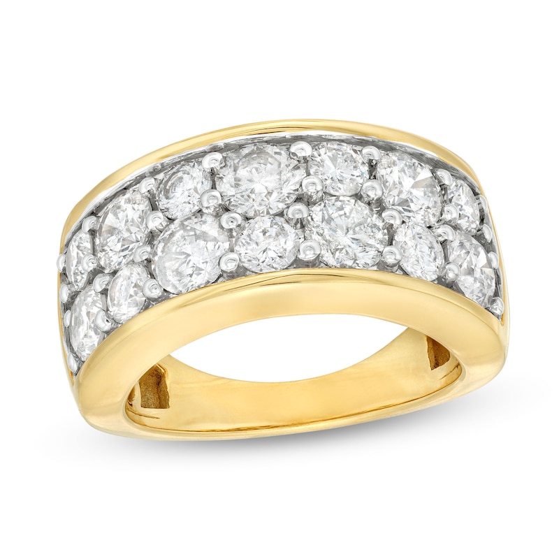 3-1/4 CT. T.W. Diamond Alternating Double-Row Anniversary Band in 10K Gold