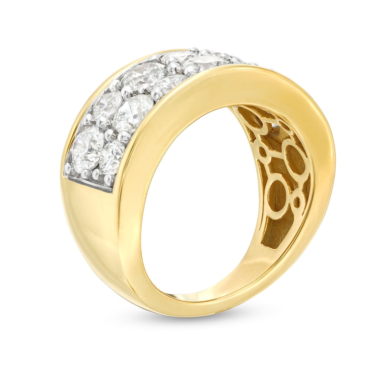 3-1/4 CT. T.W. Diamond Alternating Double-Row Anniversary Band in 10K Gold