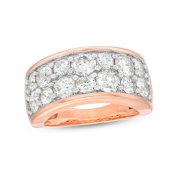 3-1/4 CT. T.W. Diamond Alternating Double-Row Anniversary Band in 10K Rose Gold