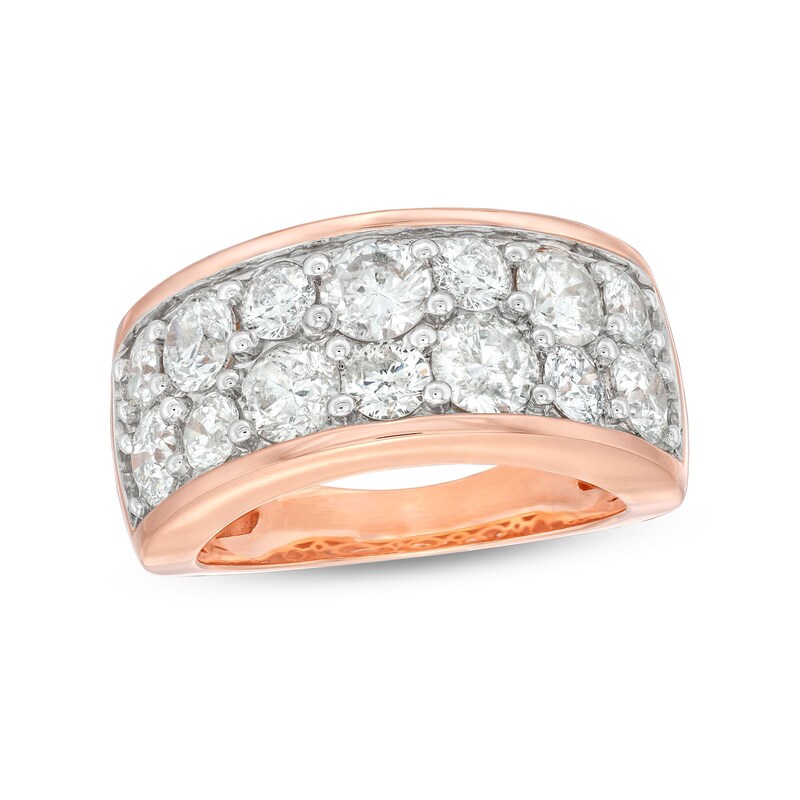 Main Image 1 of 3-1/4 CT. T.W. Diamond Alternating Double-Row Anniversary Band in 10K Rose Gold