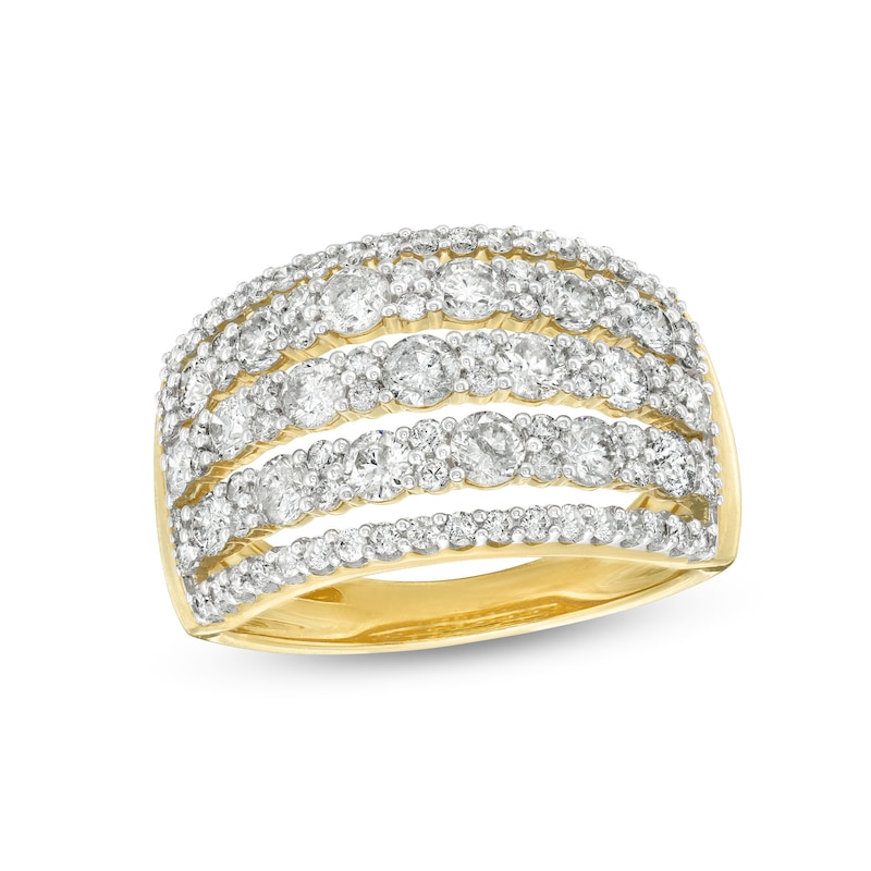 Main Image 1 of 1-3/4 CT. T.W. Diamond Multi-Row Split Shank Anniversary Band in 10K Gold