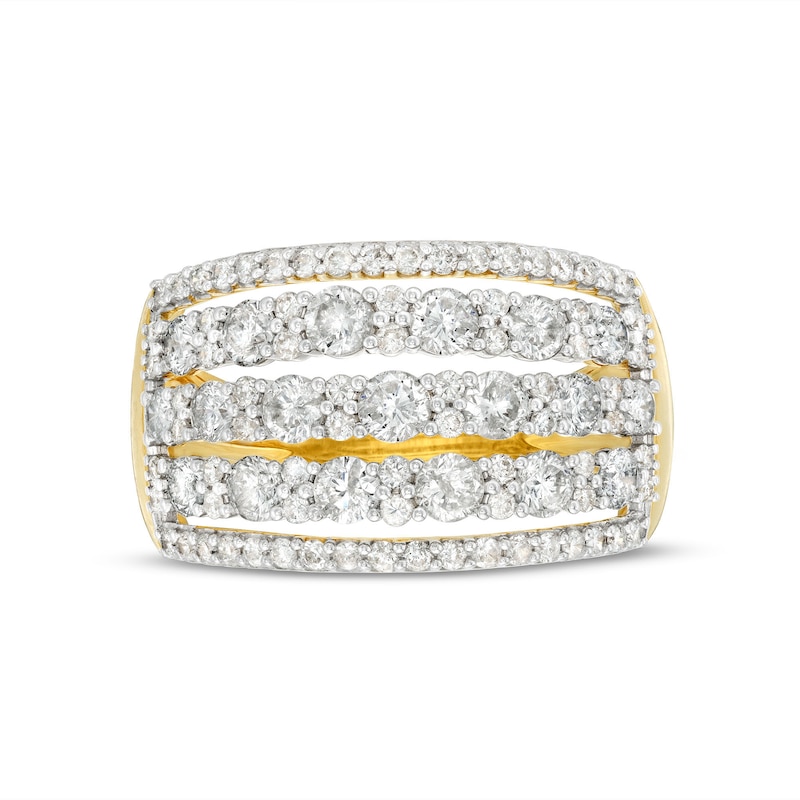 Main Image 4 of 1-3/4 CT. T.W. Diamond Multi-Row Split Shank Anniversary Band in 10K Gold