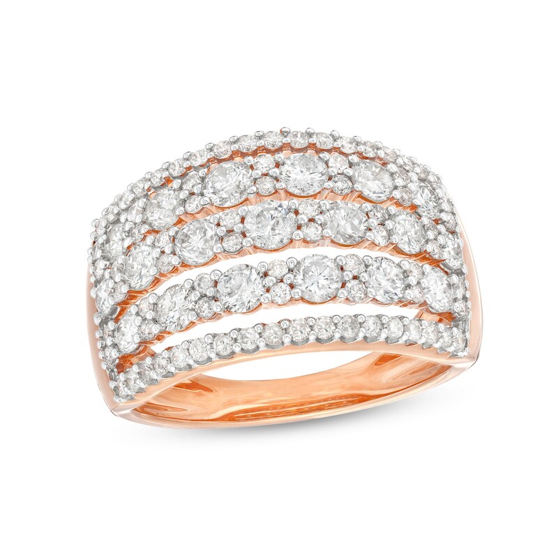 Main Image 1 of 1-3/4 CT. T.W. Diamond Multi-Row Split Shank Anniversary Band in 10K Rose Gold