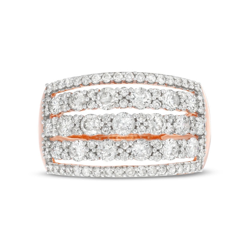 Main Image 4 of 1-3/4 CT. T.W. Diamond Multi-Row Split Shank Anniversary Band in 10K Rose Gold