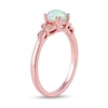 Thumbnail Image 2 of 6.0mm Opal and Diamond Accent Leaf-Sides Trio Ring in 10K Rose Gold