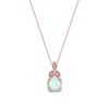 Thumbnail Image 1 of 6.0mm Opal and Diamond Accent Leaf-Top Trio Pendant in 10K Rose Gold