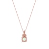 Thumbnail Image 3 of 6.0mm Opal and Diamond Accent Leaf-Top Trio Pendant in 10K Rose Gold