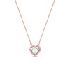 Thumbnail Image 1 of 5.0mm Opal and 1/15 CT. T.W. Diamond Frame Heart Necklace in 10K Rose Gold