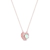 Thumbnail Image 2 of 5.0mm Opal and 1/15 CT. T.W. Diamond Frame Heart Necklace in 10K Rose Gold
