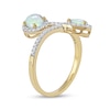 Thumbnail Image 2 of Pear-Shaped and Round Opal with 1/4 CT. T.W. Diamond Frame Toi et Moi Bypass Wrap Ring in 10K Gold