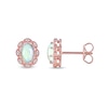 Thumbnail Image 2 of Oval Opal and 1/20 CT. T.W. Diamond Scallop Frame Art Deco Stud Earrings in 10K Rose Gold