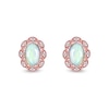 Thumbnail Image 3 of Oval Opal and 1/20 CT. T.W. Diamond Scallop Frame Art Deco Stud Earrings in 10K Rose Gold
