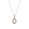 Thumbnail Image 1 of Oval Opal and Diamond Accent Scallop Frame Art Deco Pendant in 10K Rose Gold