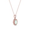 Thumbnail Image 2 of Oval Opal and Diamond Accent Scallop Frame Art Deco Pendant in 10K Rose Gold
