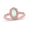Thumbnail Image 1 of Oval Opal and 1/20 CT. T.W. Diamond Scallop Frame Art Deco Ring in 10K Rose Gold