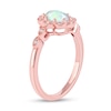 Thumbnail Image 2 of Oval Opal and 1/20 CT. T.W. Diamond Scallop Frame Art Deco Ring in 10K Rose Gold