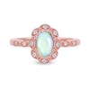 Thumbnail Image 3 of Oval Opal and 1/20 CT. T.W. Diamond Scallop Frame Art Deco Ring in 10K Rose Gold