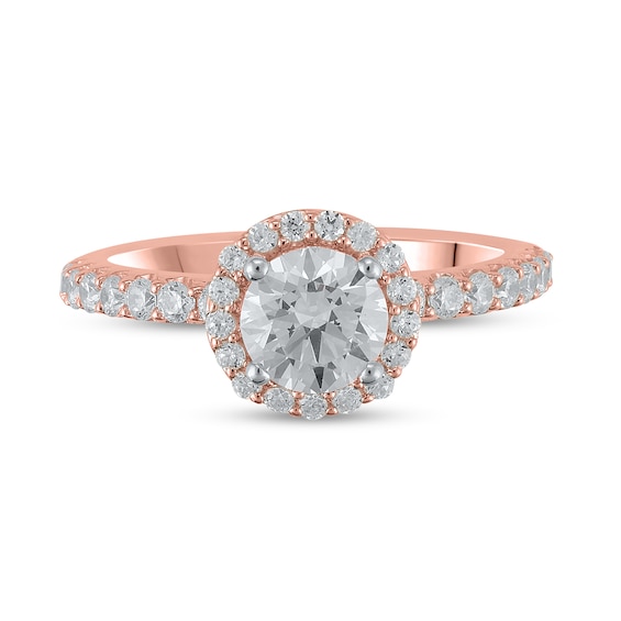 Certified Lab-Grown Diamond Center Stone 1-1/2 CT. T.w. Frame Engagement Ring in 14K Rose Gold (F/Vs2)