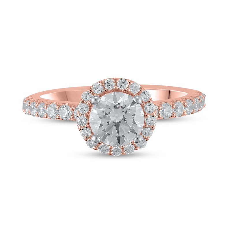 Certified Lab-Created Diamond Center Stone 1-1/2 CT. T.W. Frame Engagement Ring in 14K Rose Gold (F/VS2)