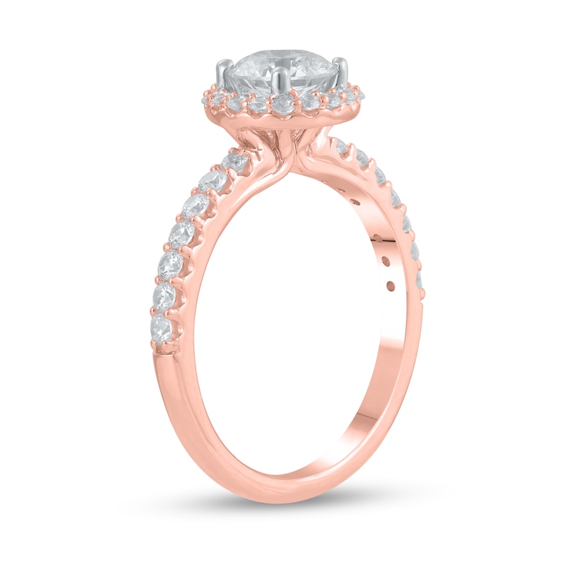 Certified Lab-Created Diamond Center Stone 1-1/2 CT. T.W. Frame Engagement Ring in 14K Rose Gold (F/VS2)