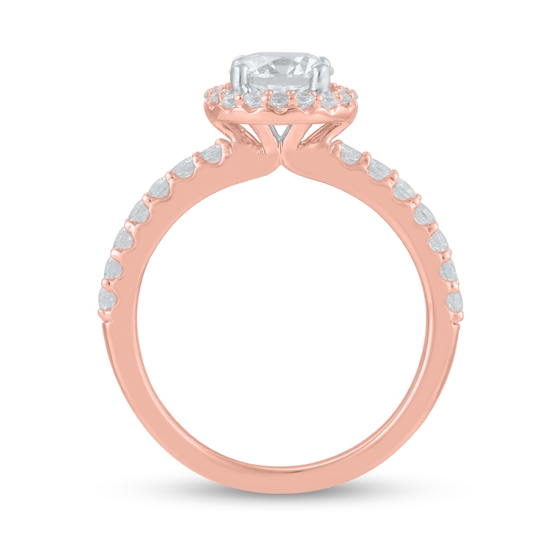 Certified Lab-Created Diamond Center Stone 1-1/2 CT. T.W. Frame Engagement Ring in 14K Rose Gold (F/VS2)