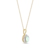 Thumbnail Image 2 of Oval Opal and 1/8 CT. T.W. Baguette and Round Diamond Starburst Frame Pendant in 10K Gold