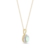 Thumbnail Image 1 of Oval Opal and 1/8 CT. T.W. Baguette and Round Diamond Starburst Frame Pendant in 10K Gold