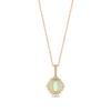 Thumbnail Image 3 of Oval Opal and 1/8 CT. T.W. Baguette and Round Diamond Starburst Frame Pendant in 10K Gold