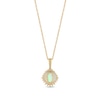 Thumbnail Image 2 of Oval Opal and 1/8 CT. T.W. Baguette and Round Diamond Starburst Frame Pendant in 10K Gold